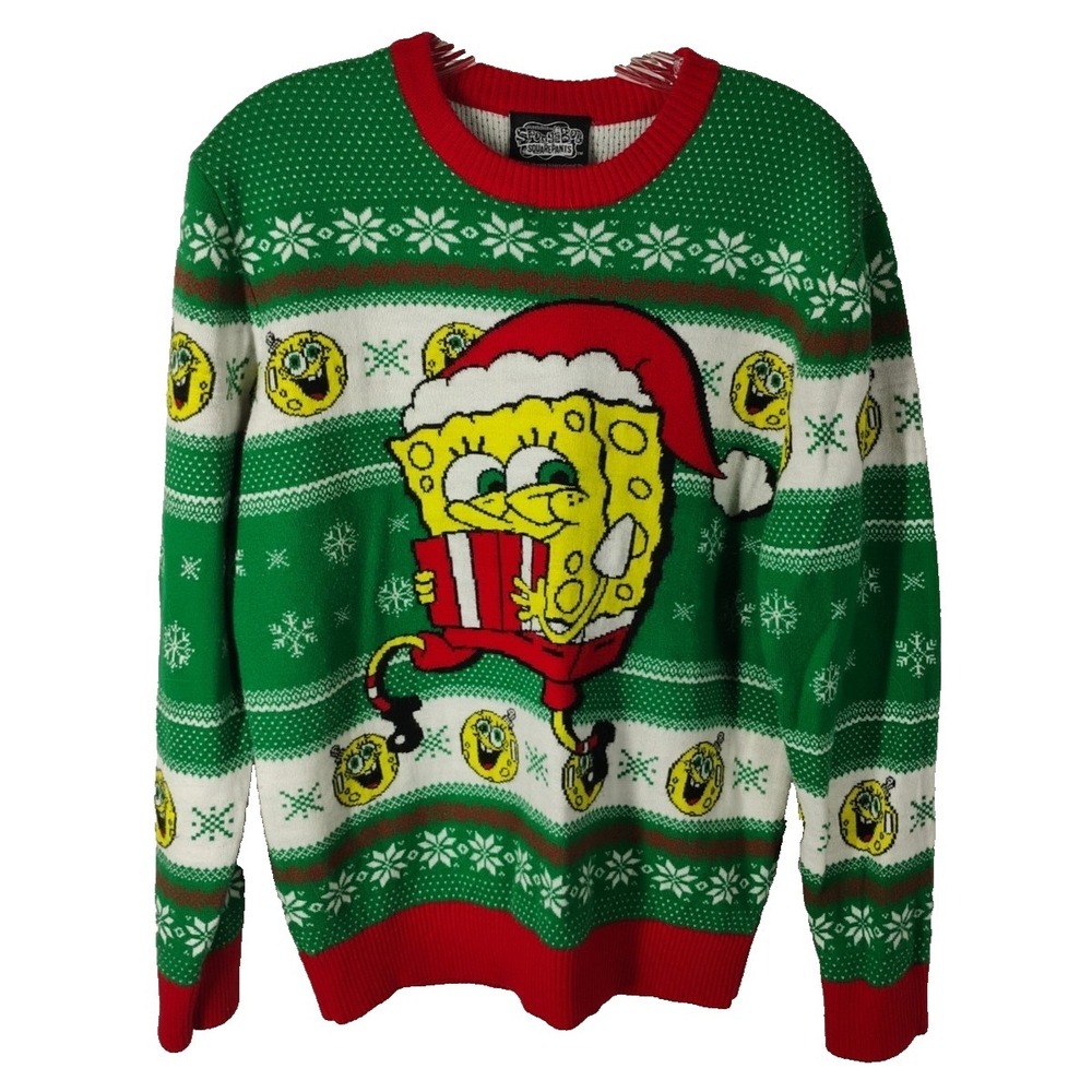 SpongeBob SquarePants Christmas Sweater Mens Size MEDIUM‎ Ugly Holiday Festive